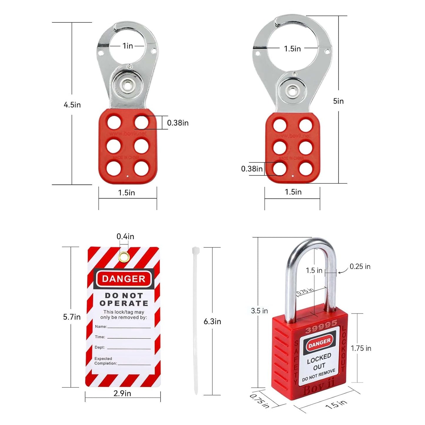 Boviisky Lockout Tagout Station Kit - 5 Padlocks, 25 Tags, OSHA Compliant