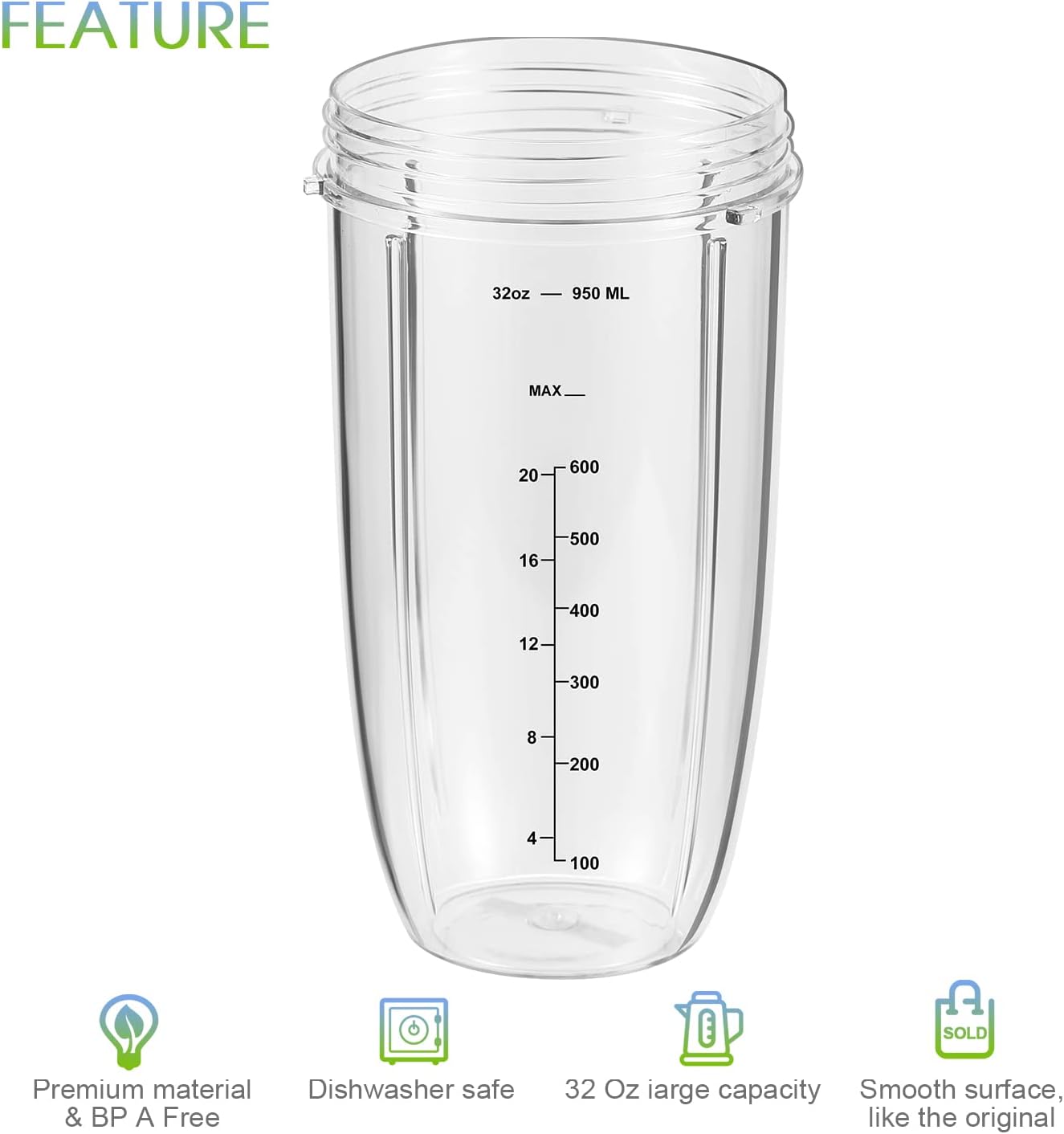 2-Pack Replacement Cups for NutriBullet 600W/900W Blender – Flip-Top Lid & Gaskets
