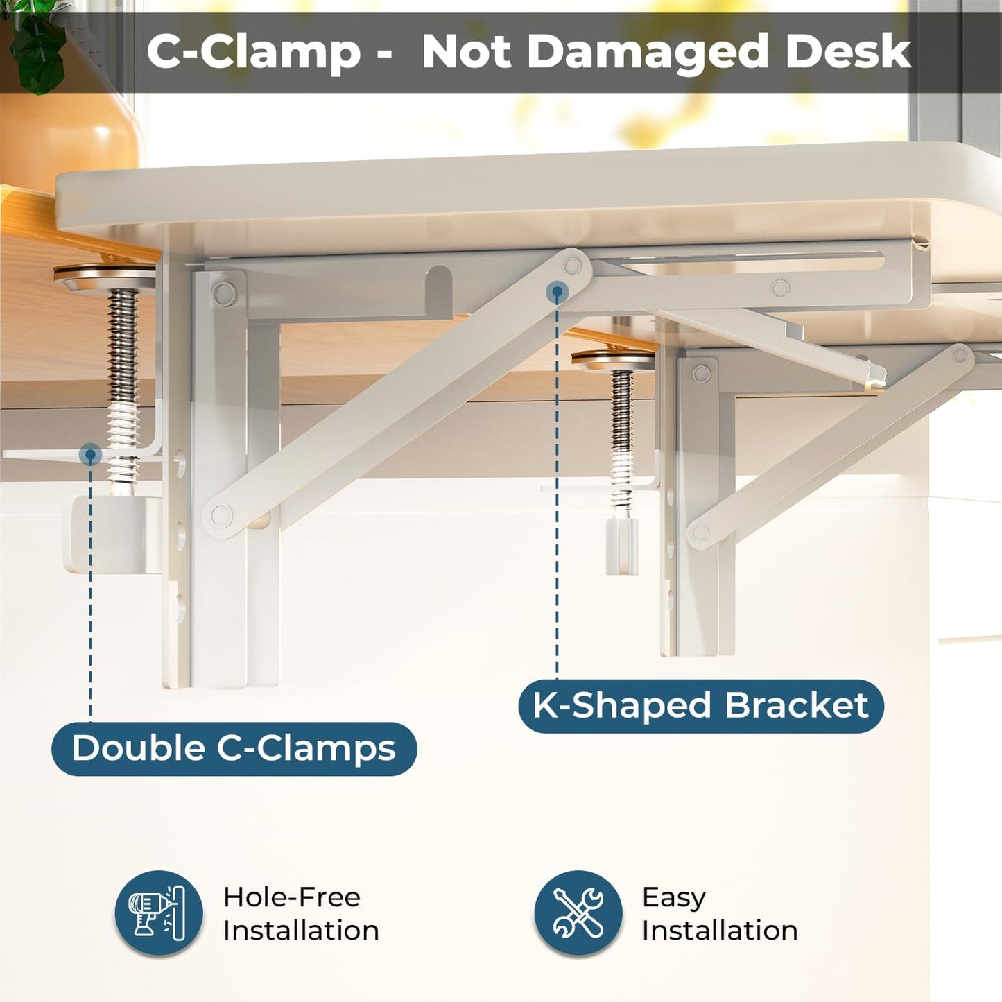 "Desk Extender, 27.16" x 9.45" Clamp-on Foldable Keyboard Tray for Sit-Stand"
