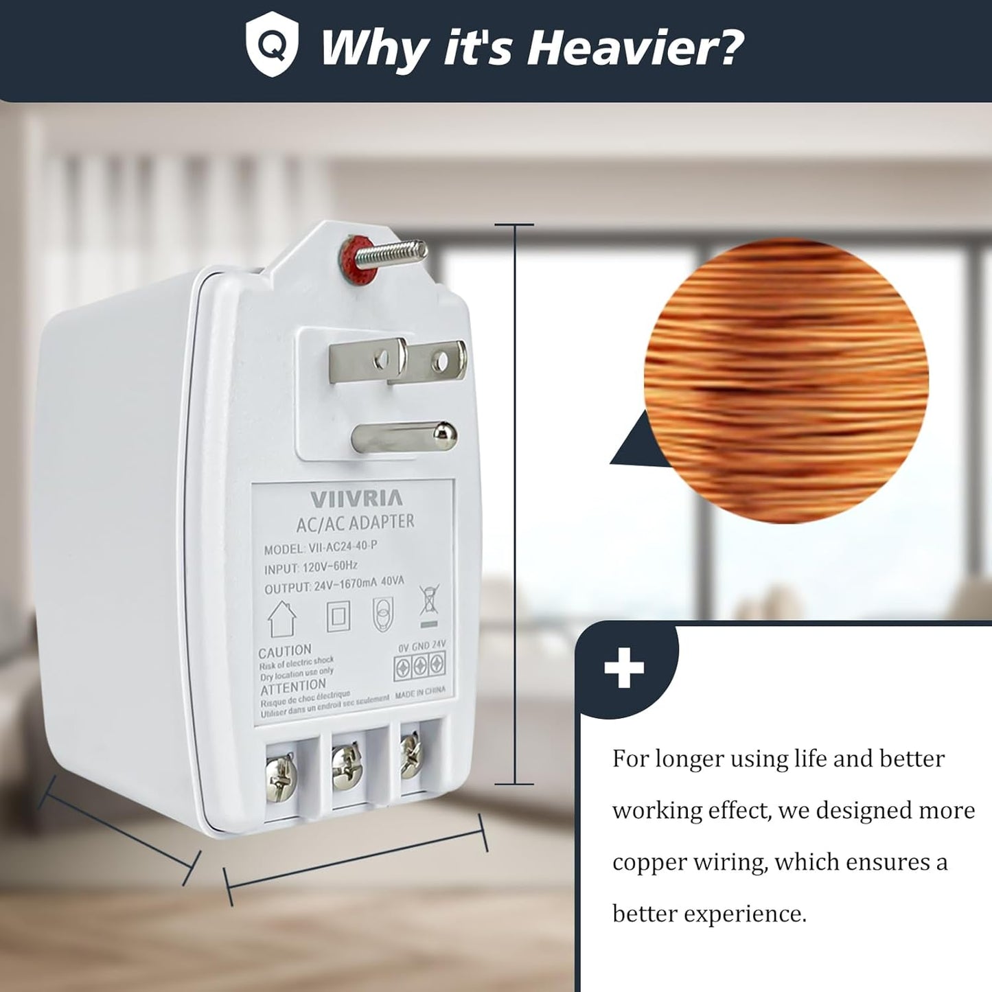 24V AC 40VA Plug-in Transformer ā Compatible with Ring, Nest, Ecobee & More