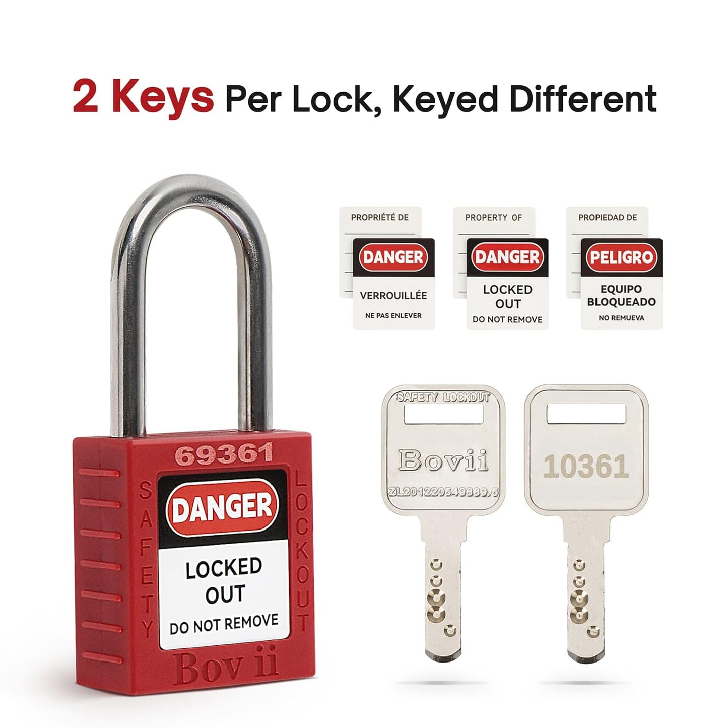 Boviisky Lockout Tagout Station Kit - 5 Padlocks, 25 Tags, OSHA Compliant