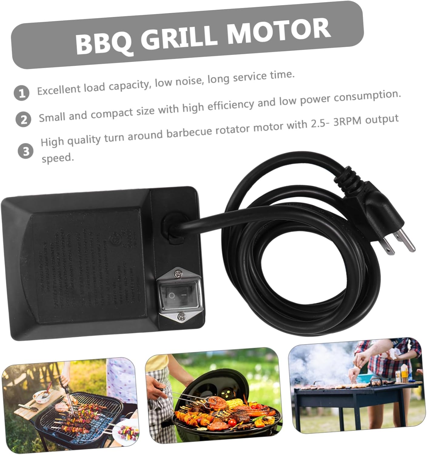 Kisangel Electric BBQ Rotisserie Motor 2.5–3RPM 15kg Load, Adapter Included