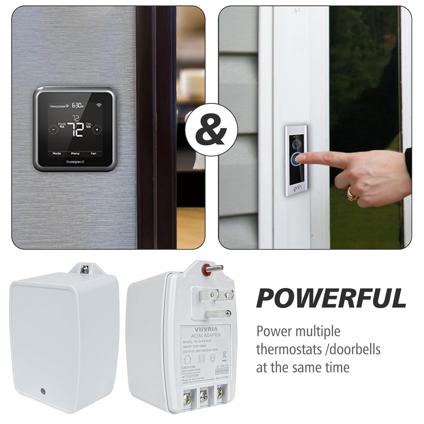 24V AC 40VA Plug-in Transformer ā Compatible with Ring, Nest, Ecobee & More