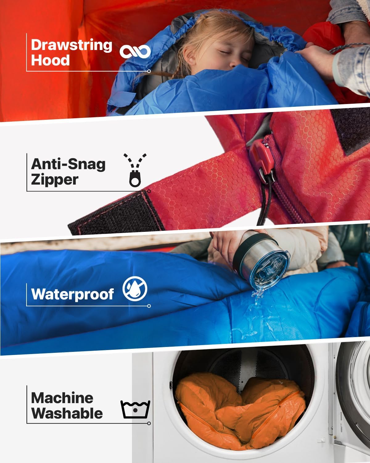 MalloMe 3-Season Sleeping Bag – Ultralight & Waterproof for Camping & Hiking