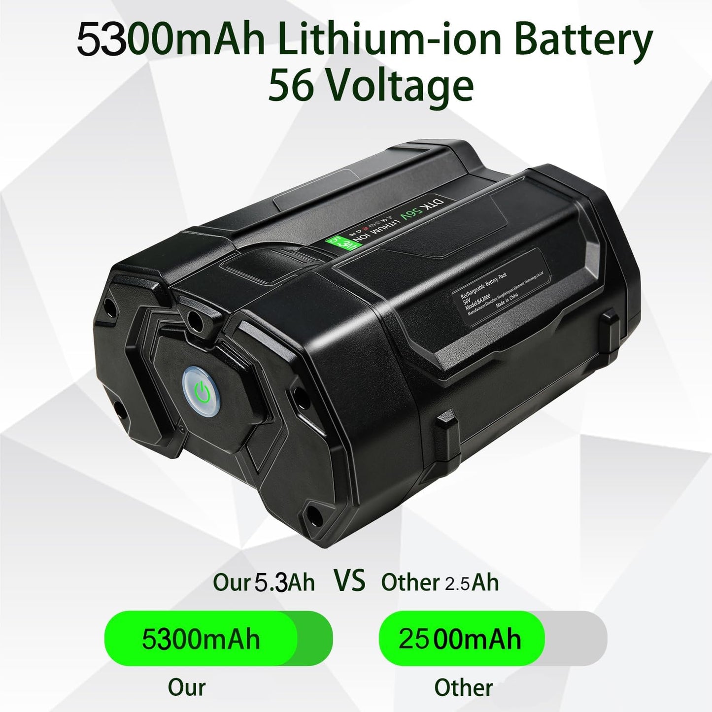 DTK 56V 5.3Ah Lithium-Ion Battery for EGO BA2800 BA4200 BA1400 Tools .