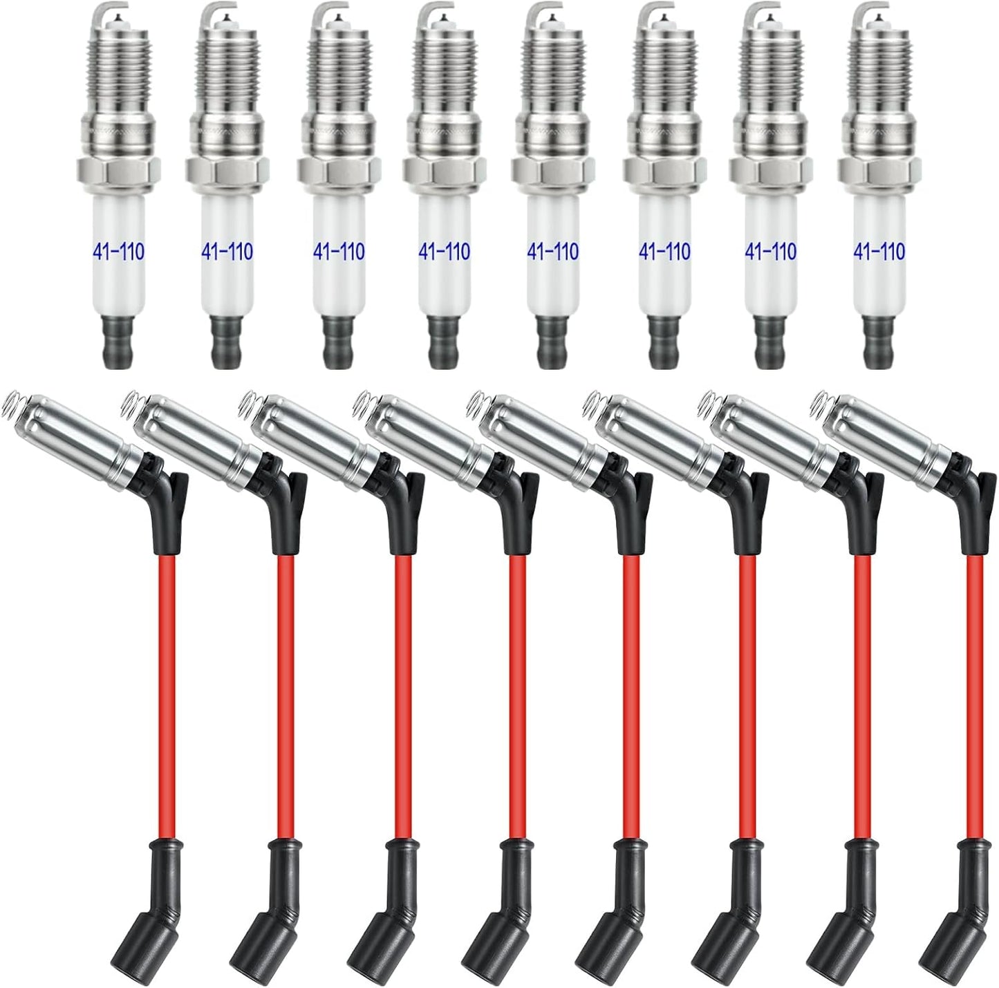 Dueilgo Iridium Spark Plugs (41-110) & Wires (48322) for Chevy,GMC V8 Engines