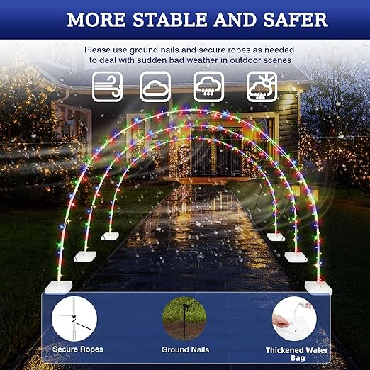 JHkim 3-Pack 10ft Christmas Light Archway Outdoor LED Pathway Decor