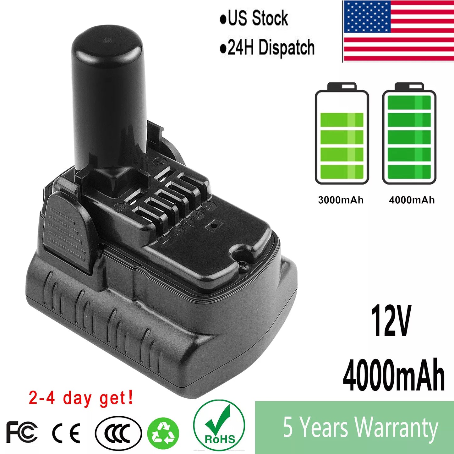 12V 4000mAh Li-ion Battery for Hitachi BCL1015 BCL1030 329369 331065