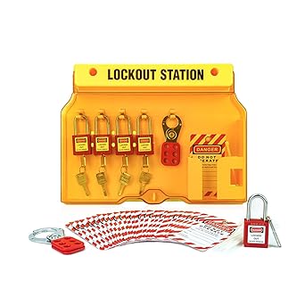 Boviisky Lockout Tagout Station Kit - 5 Padlocks, 25 Tags, OSHA Compliant