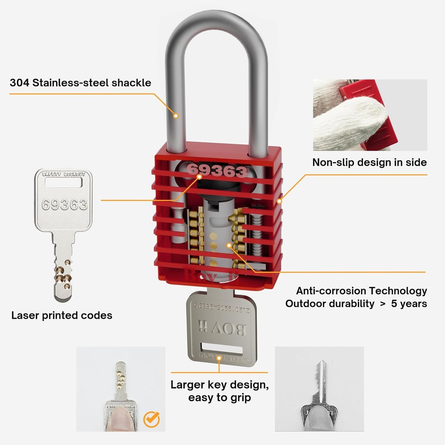 Boviisky Lockout Tagout Station Kit - 5 Padlocks, 25 Tags, OSHA Compliant