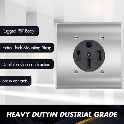 NEMA 14-50R 50A 250V Power Outlet | UL Listed Receptacle for EVs, Welders, Dryers