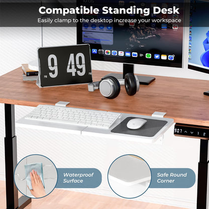 "Desk Extender, 27.16" x 9.45" Clamp-on Foldable Keyboard Tray for Sit-Stand"