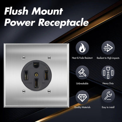 NEMA 14-50R 50A 250V Power Outlet | UL Listed Receptacle for EVs, Welders, Dryers