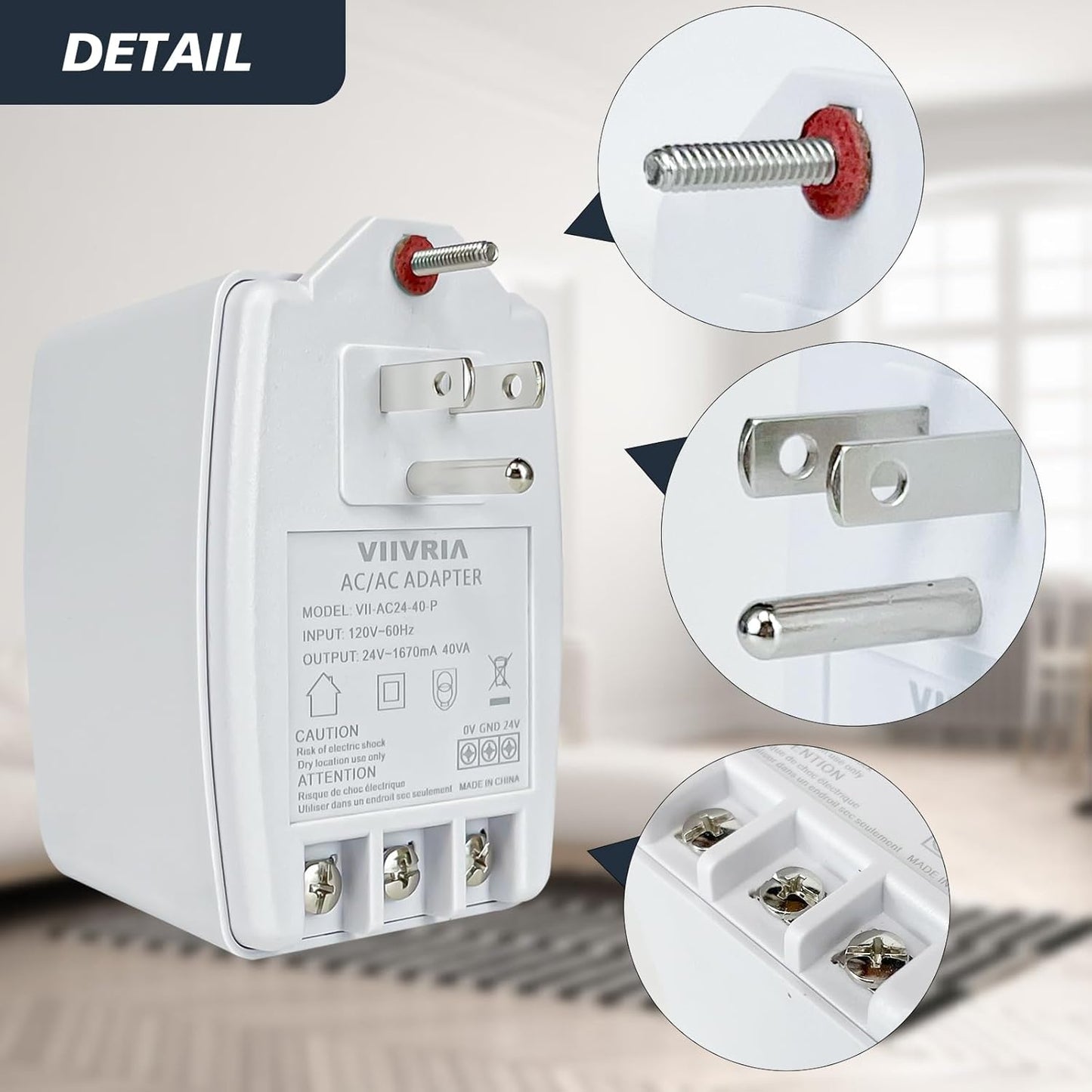 24V AC 40VA Plug-in Transformer – Compatible with Ring, Nest, Ecobee & More