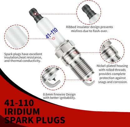 Dueilgo Iridium Spark Plugs (41-110) & Wires (48322) for Chevy,GMC V8 Engines
